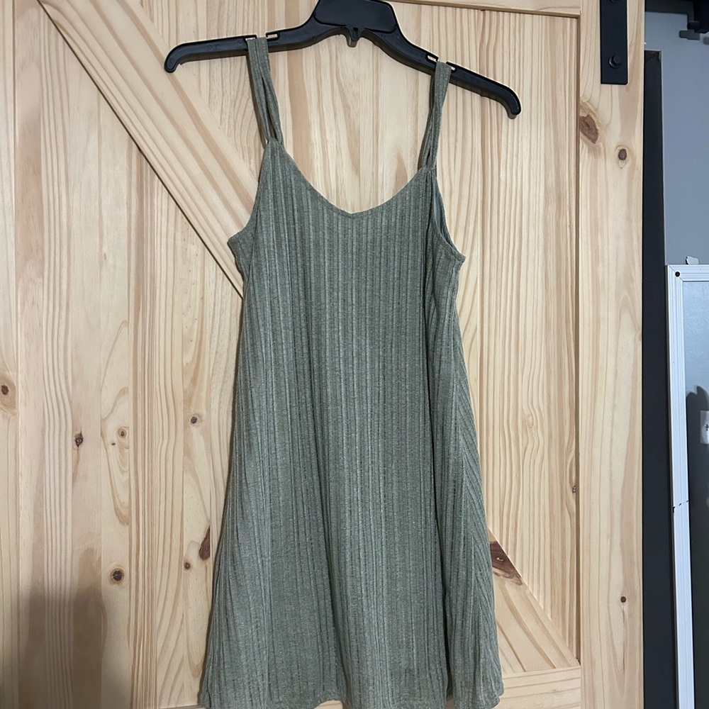Green Striped Sleeveless Dress